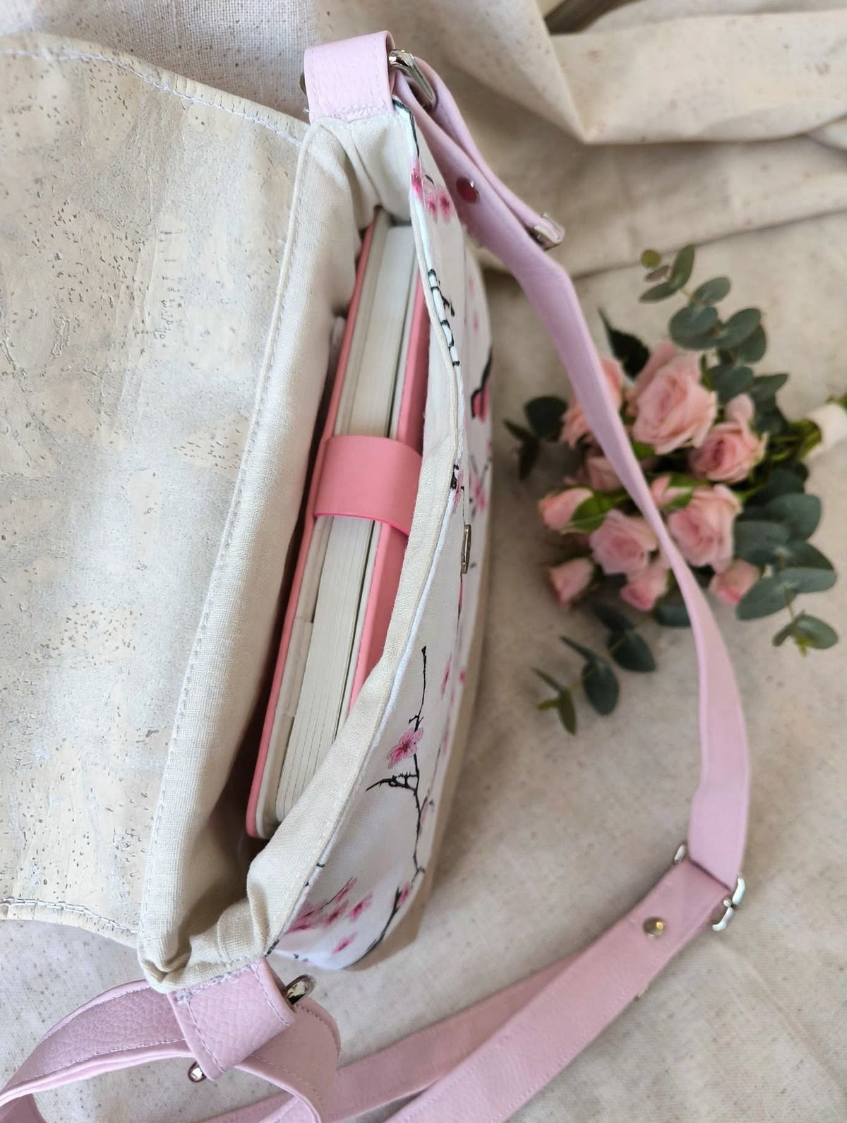 Sac bandoulière « Oiseaux du Printemps » – Fait main