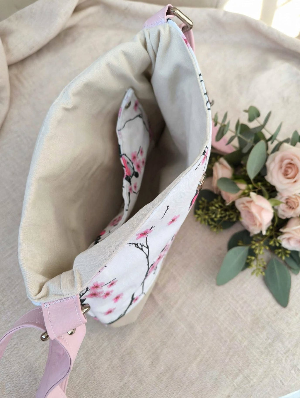 Sac bandoulière « Oiseaux du Printemps » – Fait main